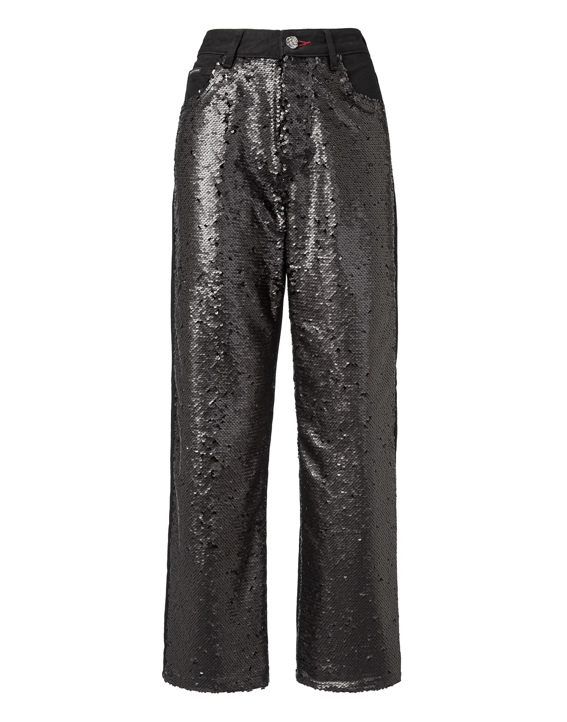 Denim High Rise Fit Paillettes Paillettes, цвет: Черный