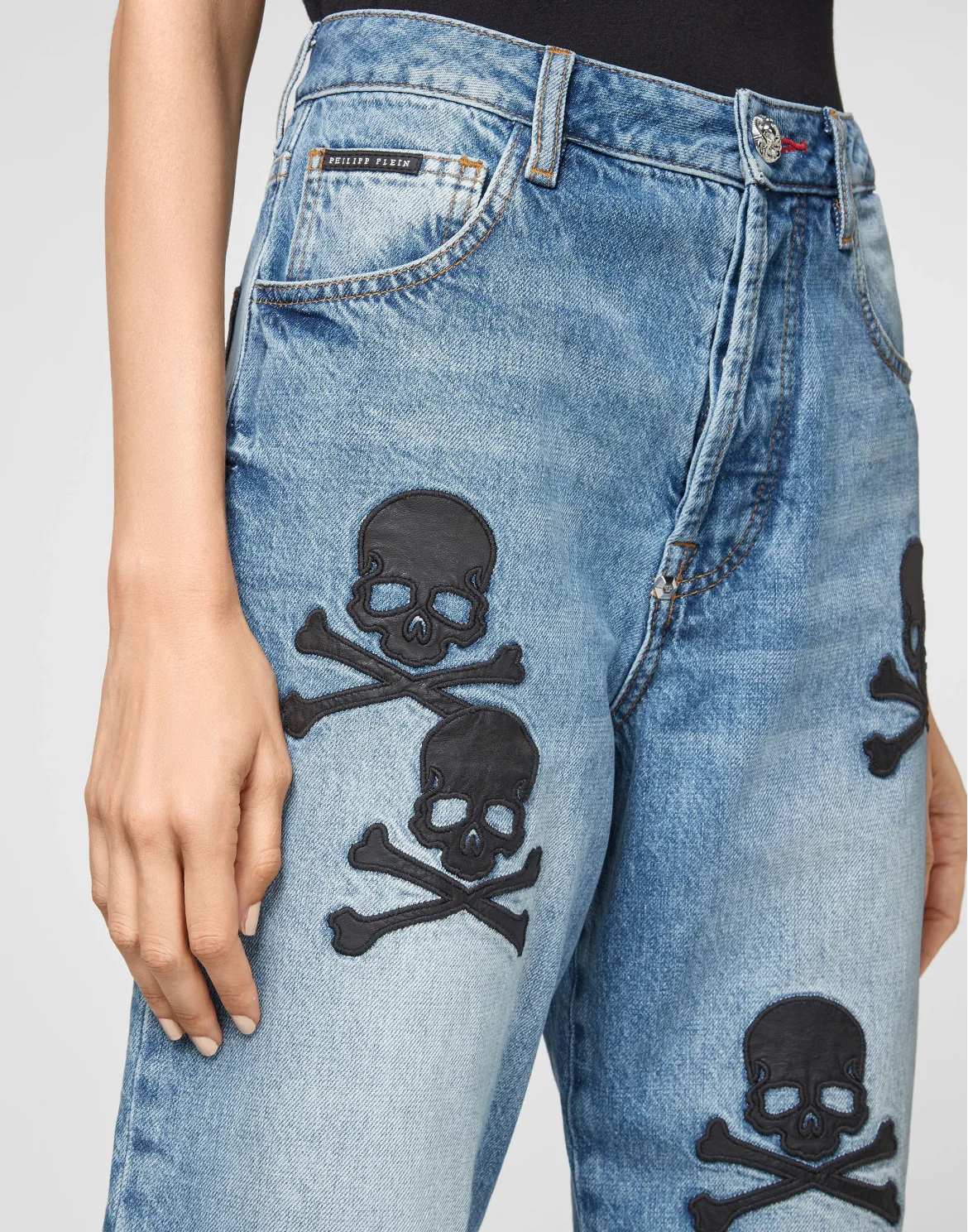 Denim High Rise Fit Skull, цвет: Синий