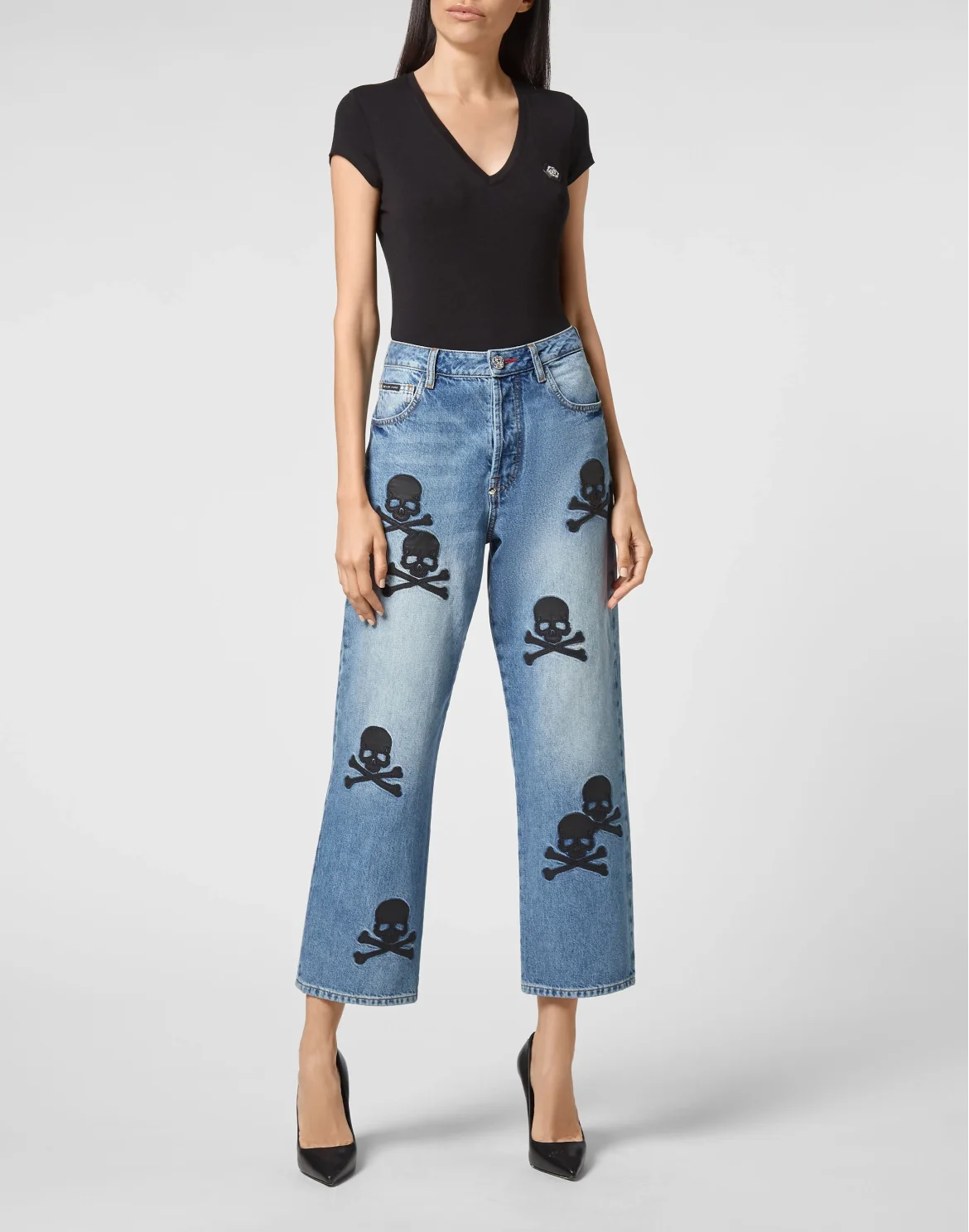 Denim High Rise Fit Skull, цвет: Синий