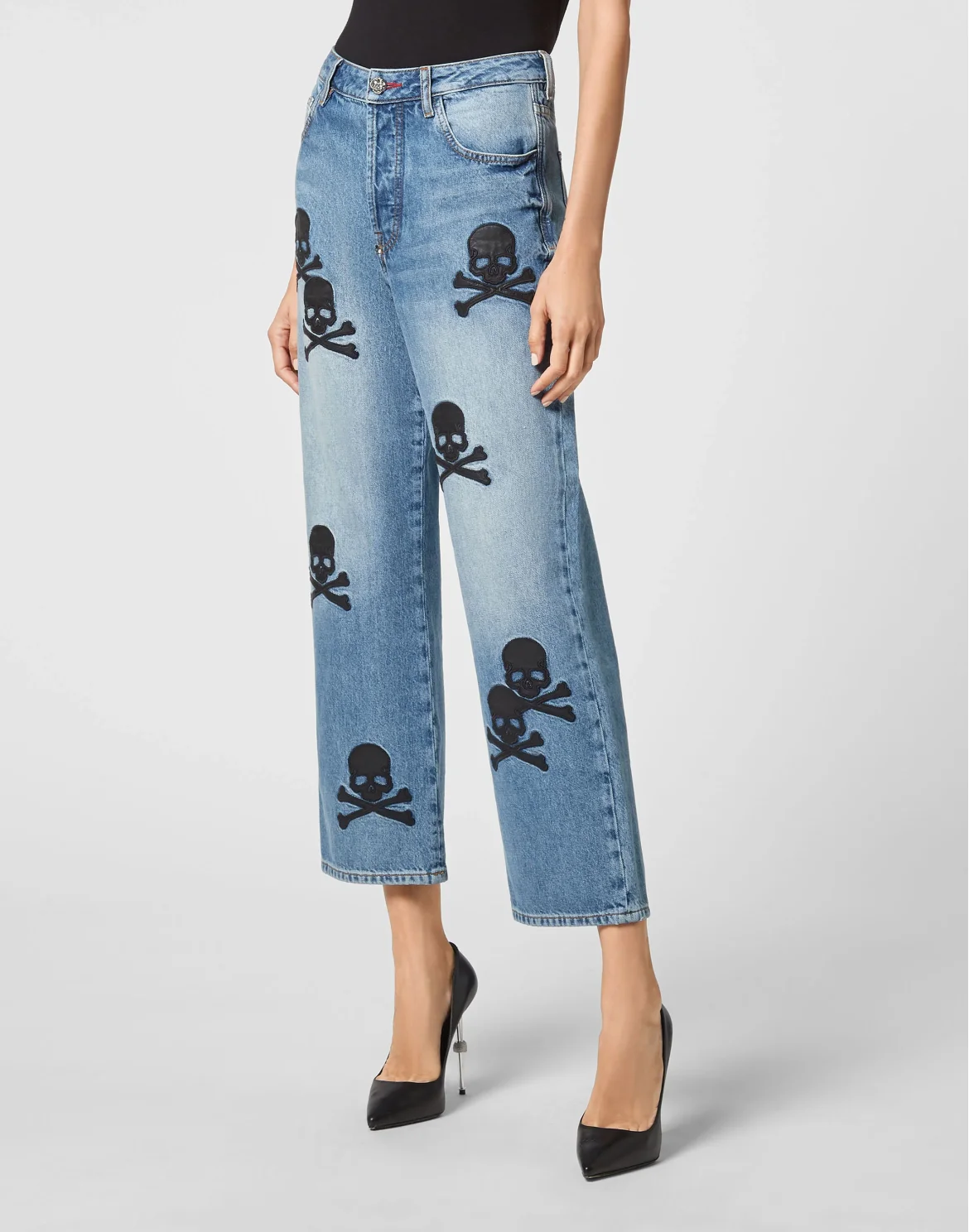Denim High Rise Fit Skull, цвет: Синий