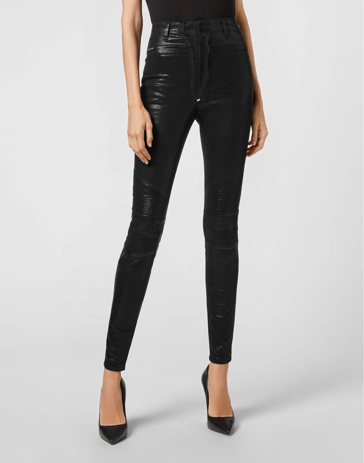 Denim  High Waist Biker Iconic Plein, цвет: Черный