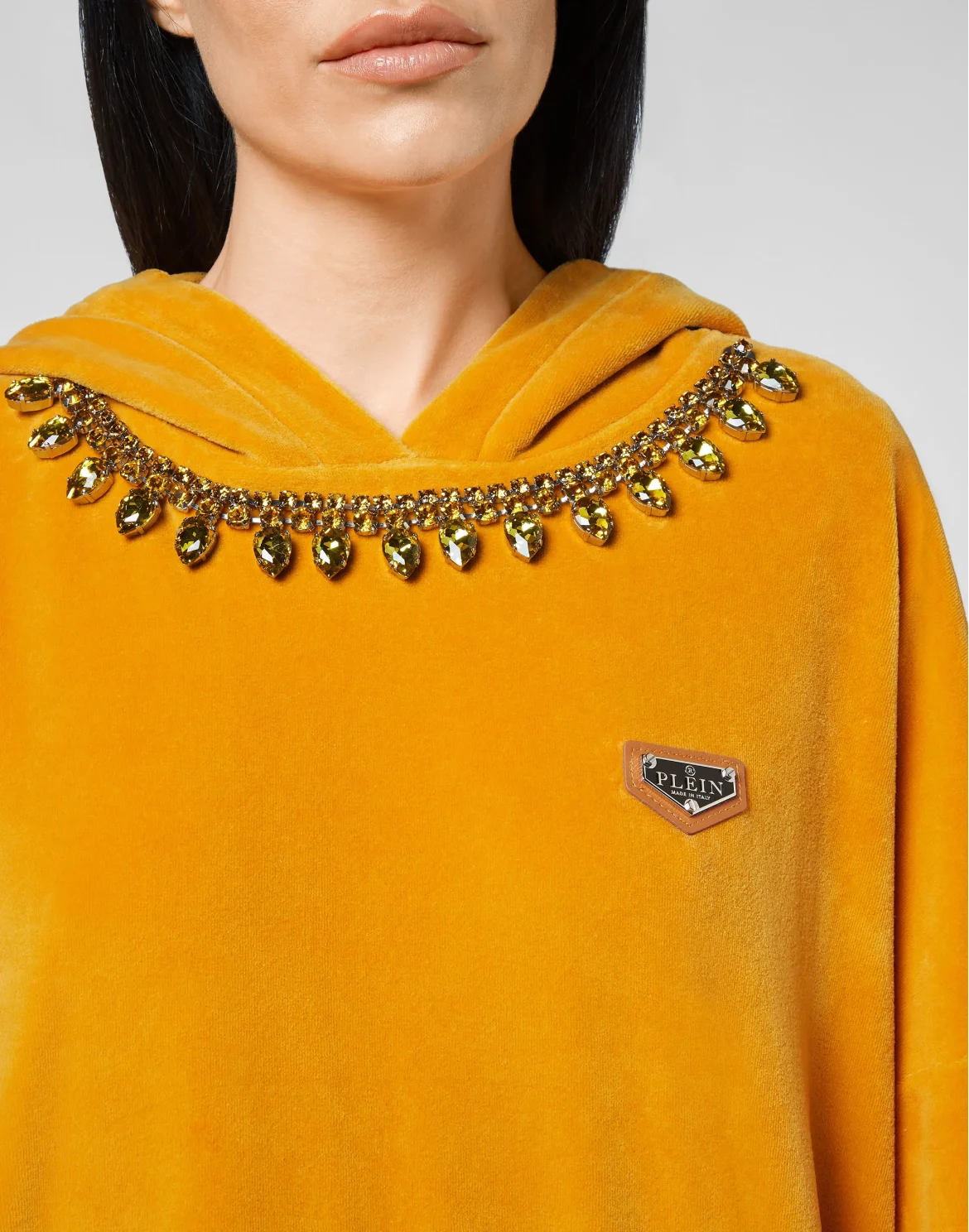 Velvet Hoodie sweatshirt Crystal Chain, цвет: Оранжевый