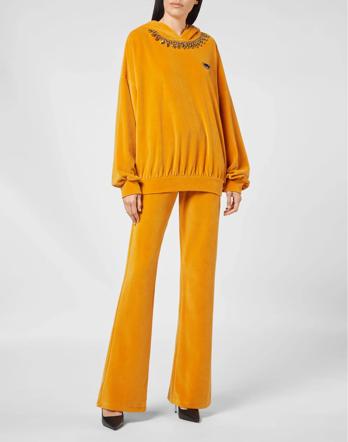Velvet Hoodie sweatshirt Crystal Chain, цвет: Оранжевый