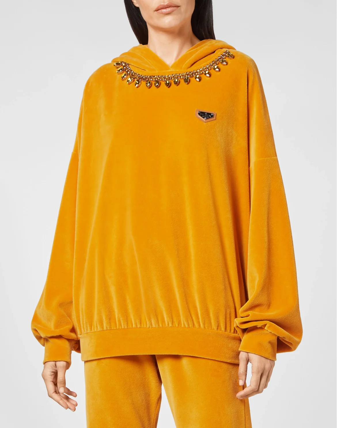Velvet Hoodie sweatshirt Crystal Chain, цвет: Оранжевый