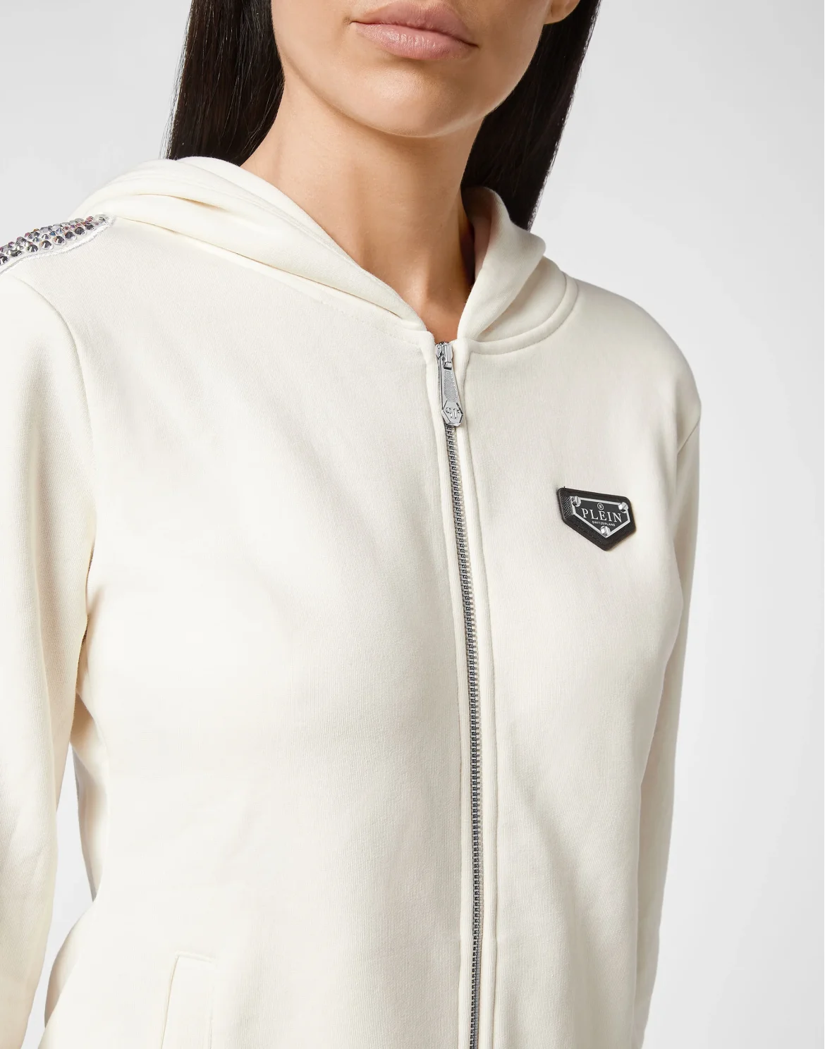 Hoodie sweatshirt Full Zip Crystal Cable, цвет: Бежевый
