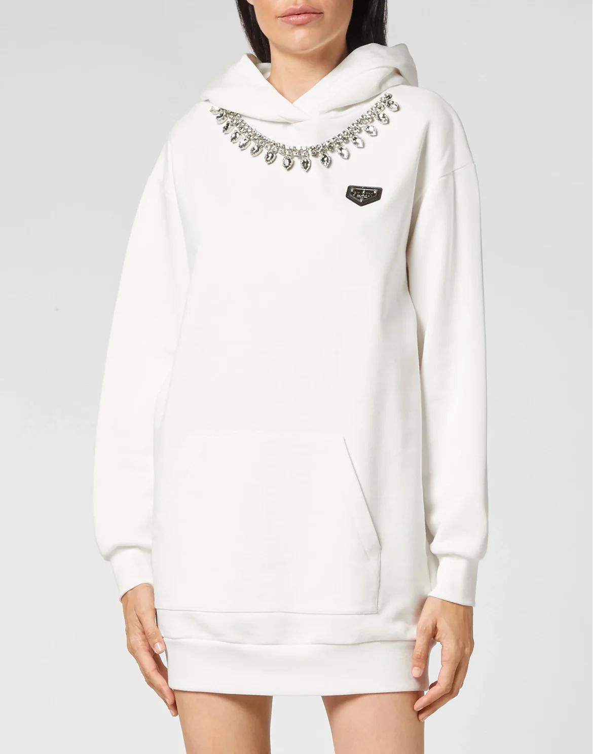 Jogging Hoodie Day Dress Crystal Chain, цвет: Белый