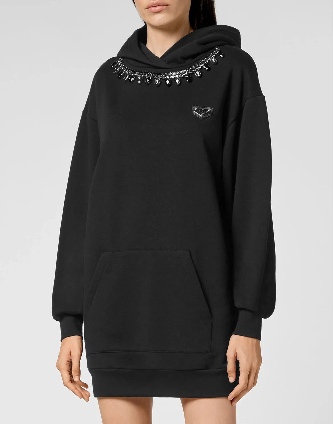 Jogging Hoodie Day Dress Crystal Chain, цвет: Черный