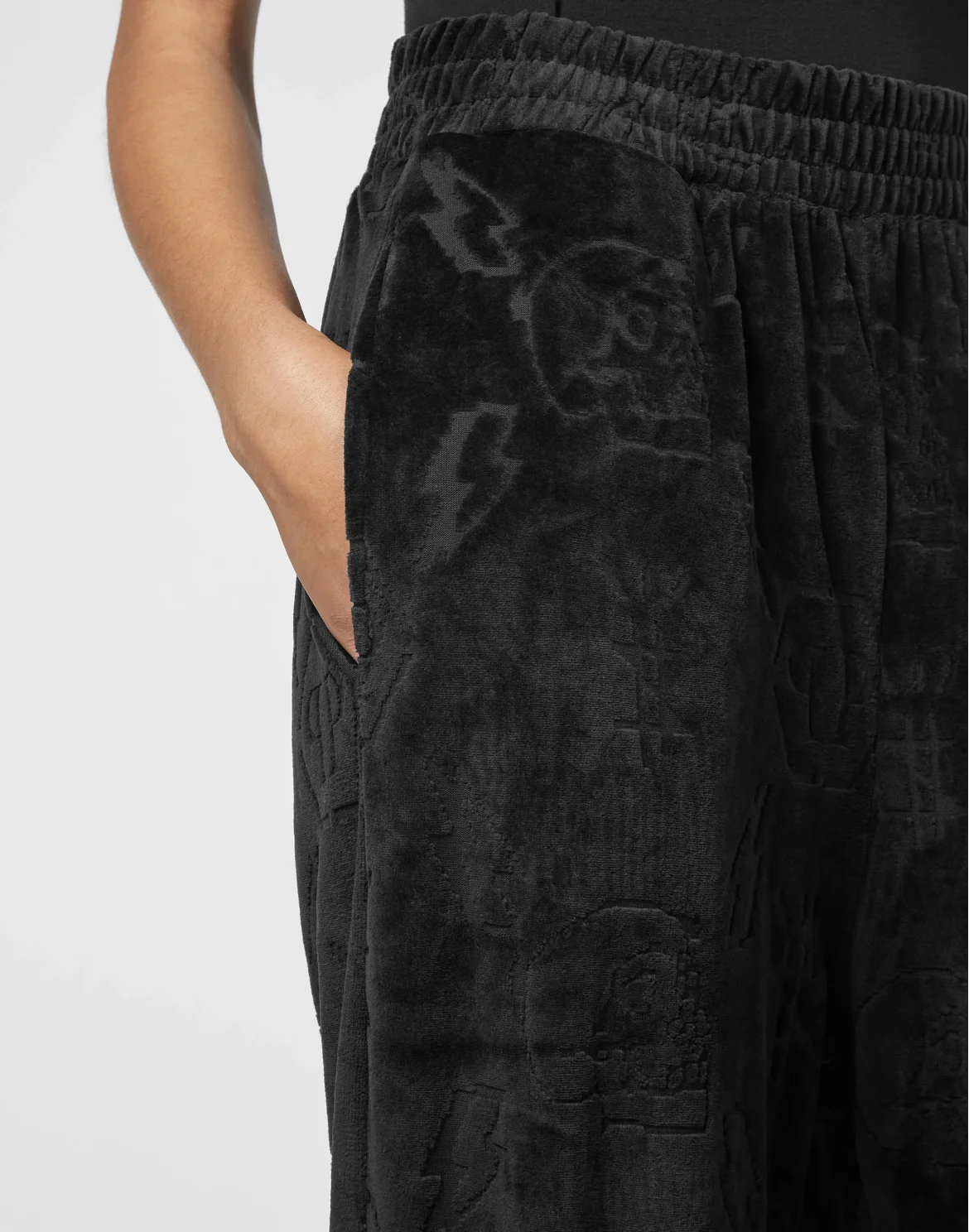Velvet Jogging Trousers Lasered Monogram, цвет: Черный