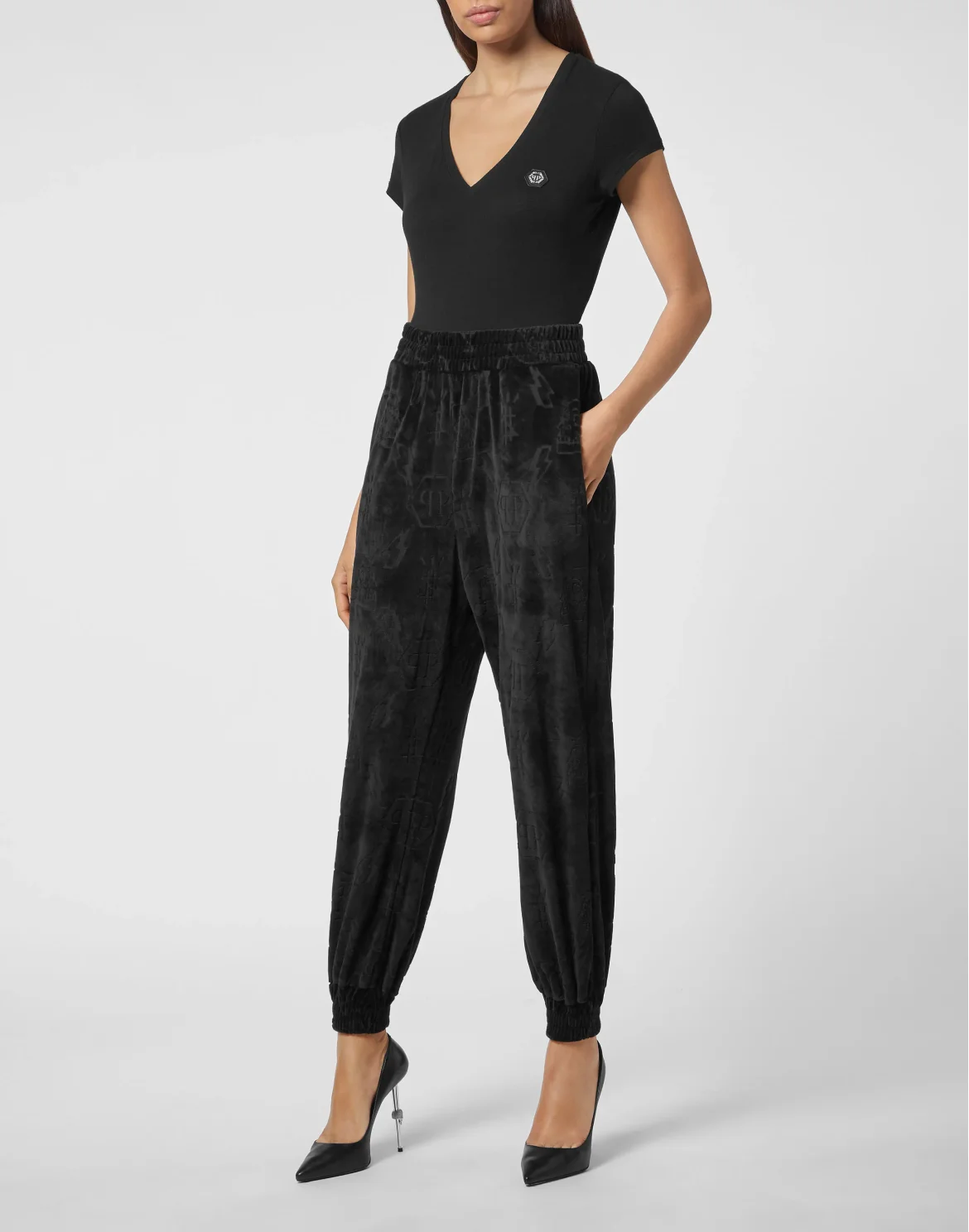 Velvet Jogging Trousers Lasered Monogram, цвет: Черный