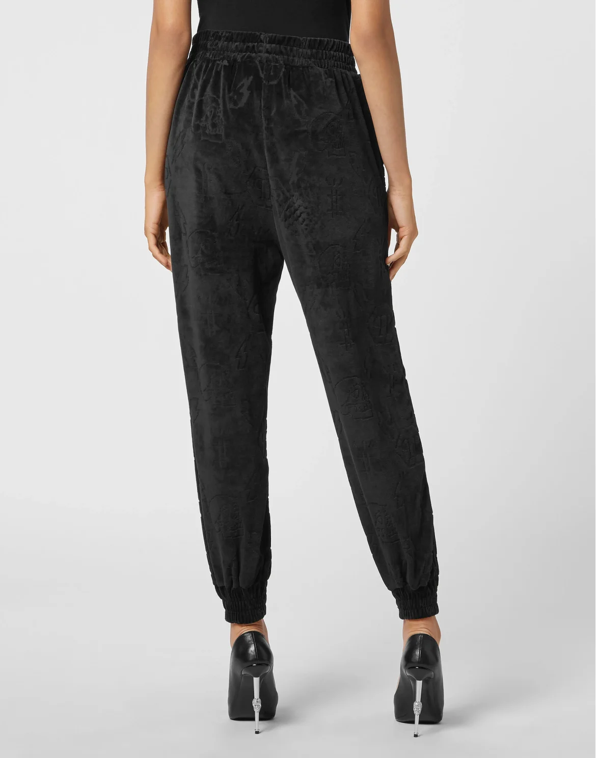 Velvet Jogging Trousers Lasered Monogram, цвет: Черный