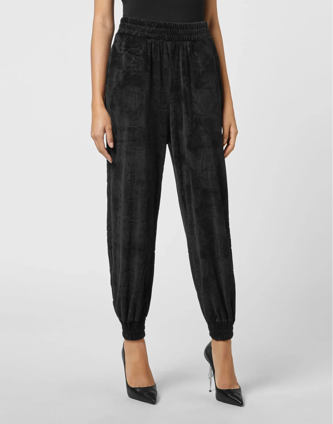 Velvet Jogging Trousers Lasered Monogram, цвет: Черный