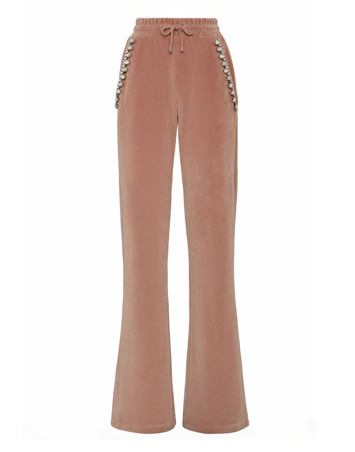 Velvet Jogging Trousers Crystal Chain, цвет: Розовый