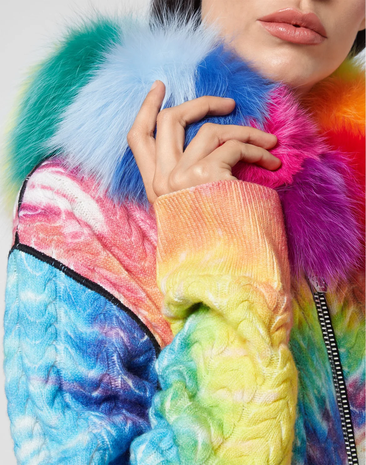 Wool Hoodie Jacket Fur Insert Full Zip, цвет: Мультиколор