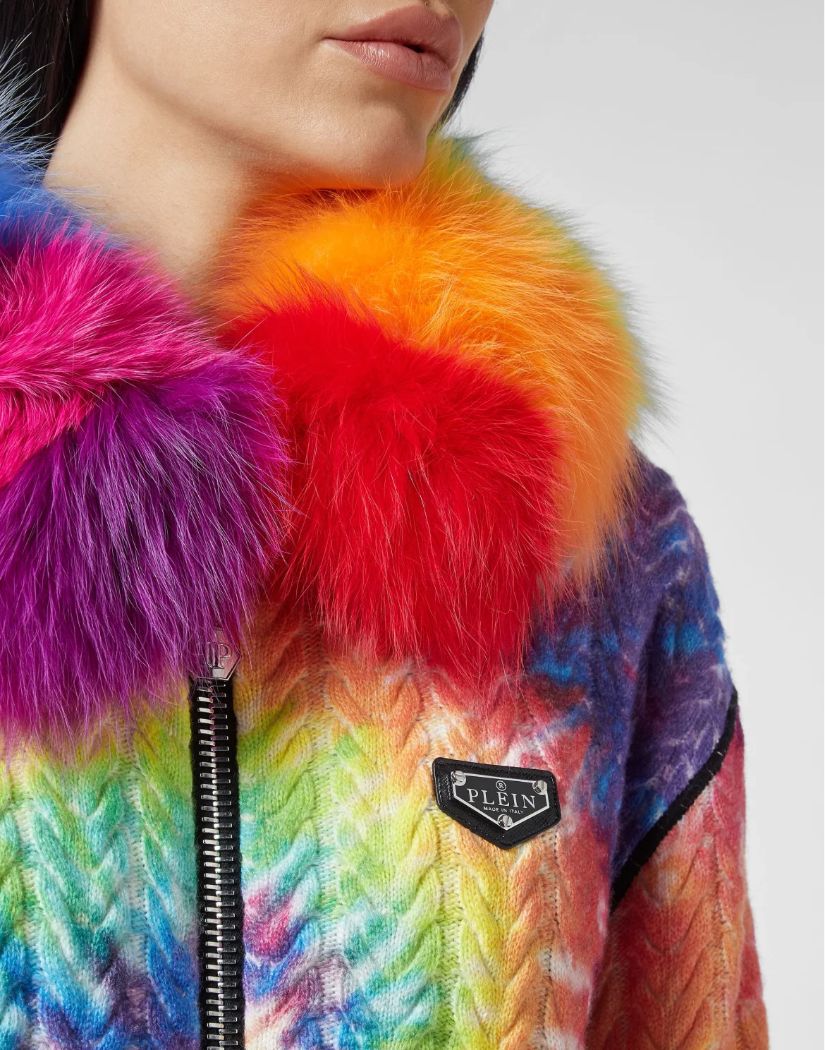 Wool Hoodie Jacket Fur Insert Full Zip, цвет: Мультиколор