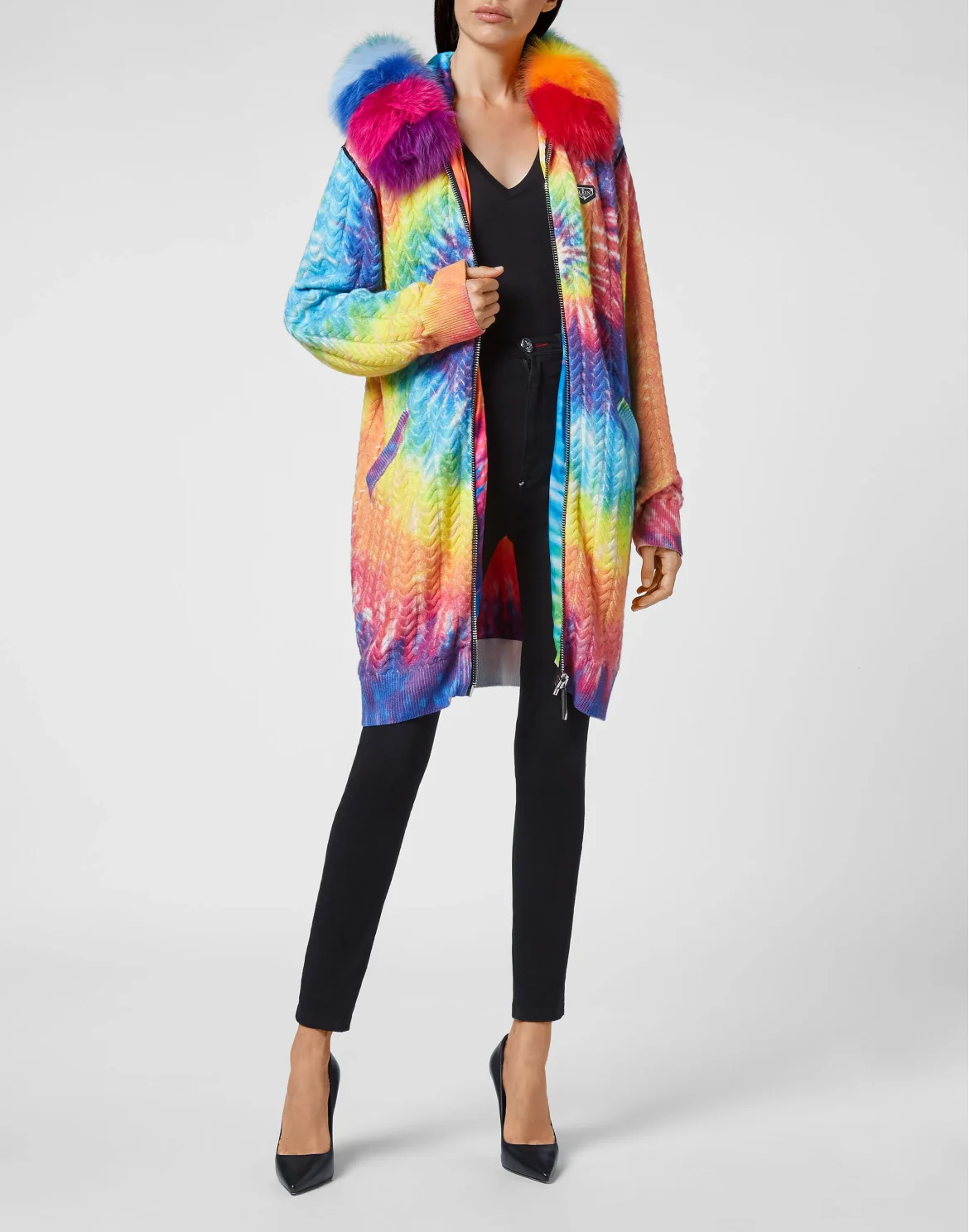 Wool Hoodie Jacket Fur Insert Full Zip, цвет: Мультиколор