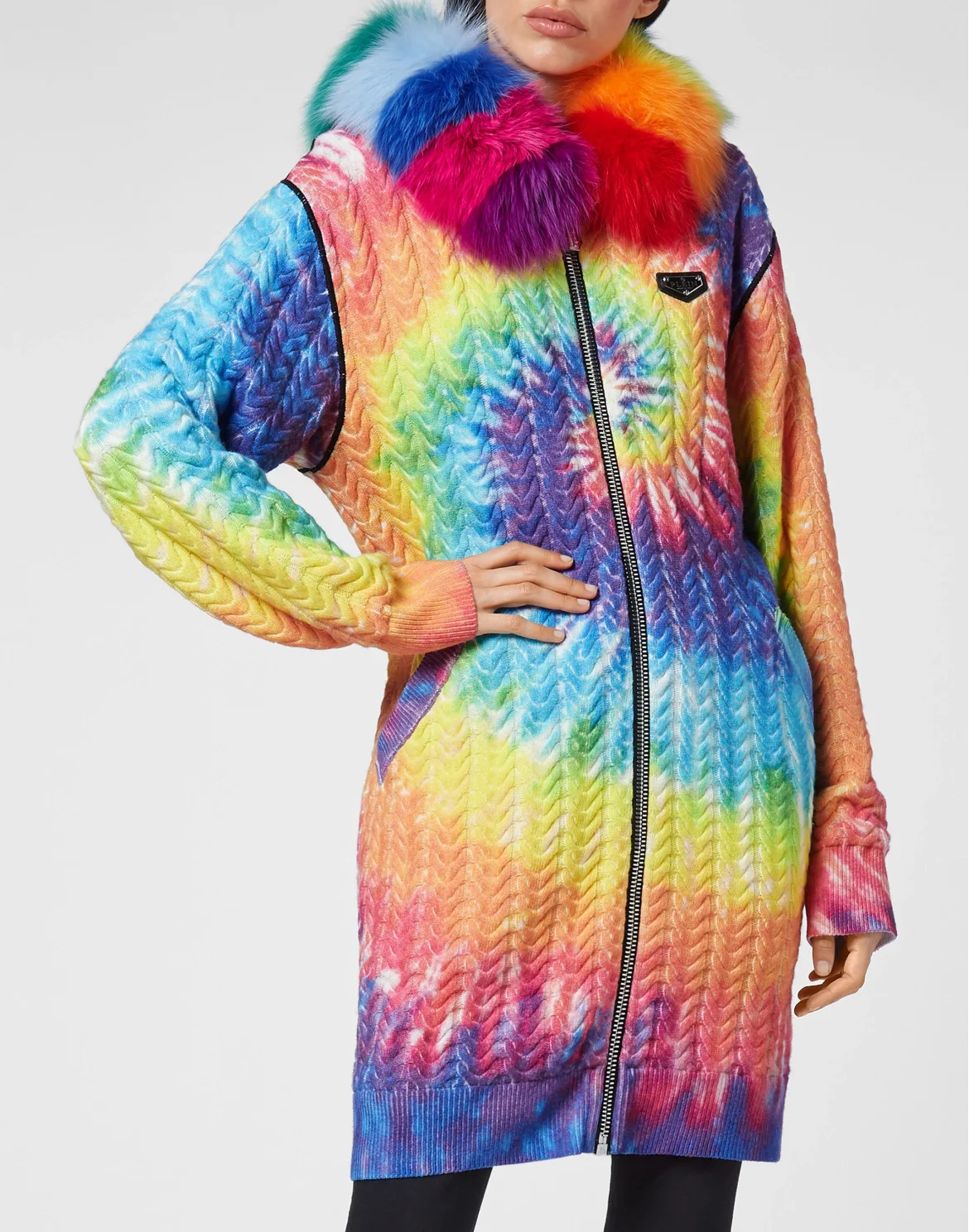 Wool Hoodie Jacket Fur Insert Full Zip, цвет: Мультиколор