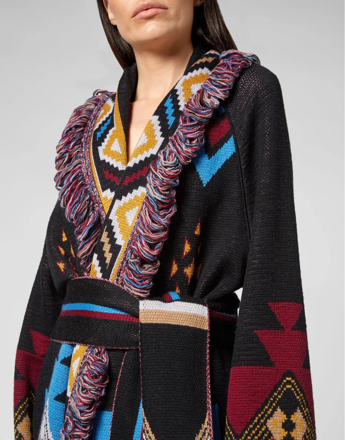 Wool Cardigan Short Fringe Navajo, цвет: Мультиколор