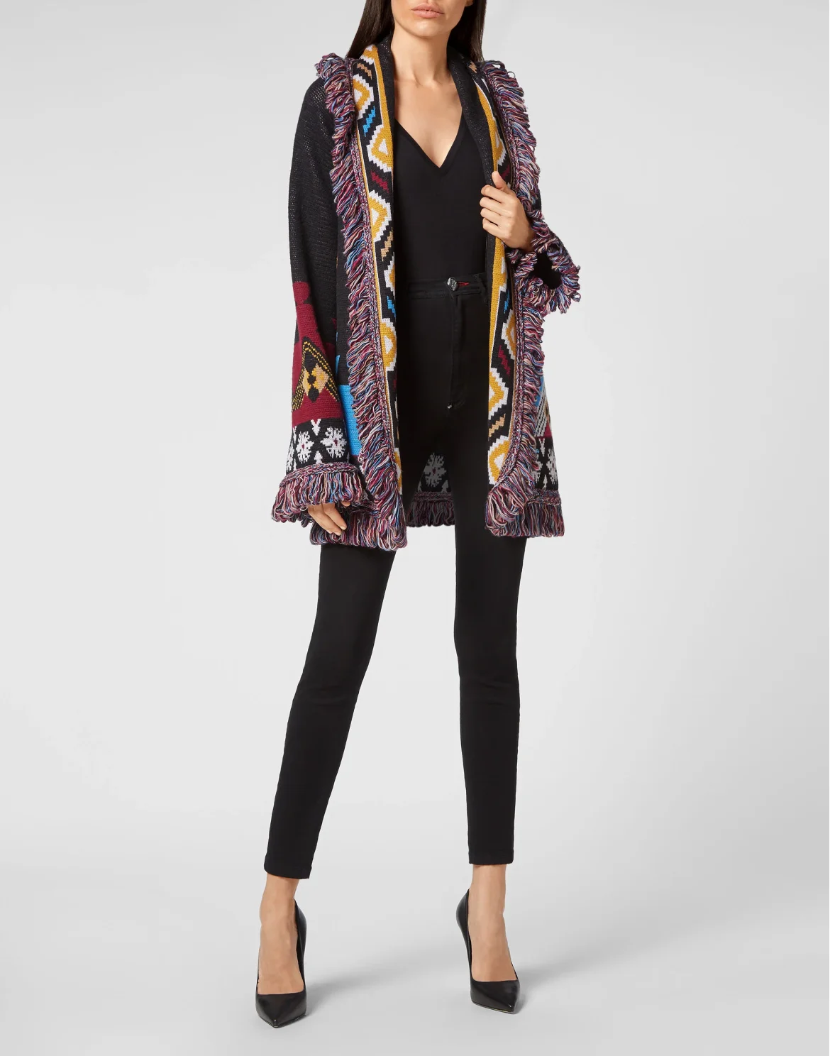 Wool Cardigan Short Fringe Navajo, цвет: Мультиколор