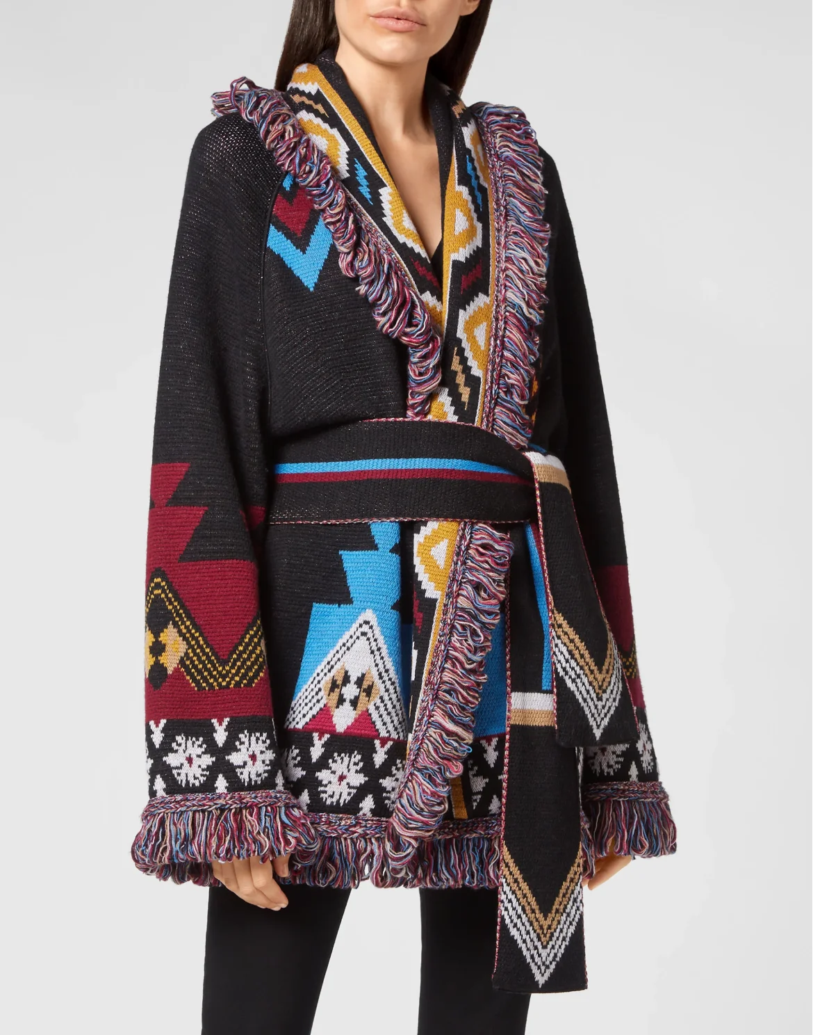 Wool Cardigan Short Fringe Navajo, цвет: Мультиколор