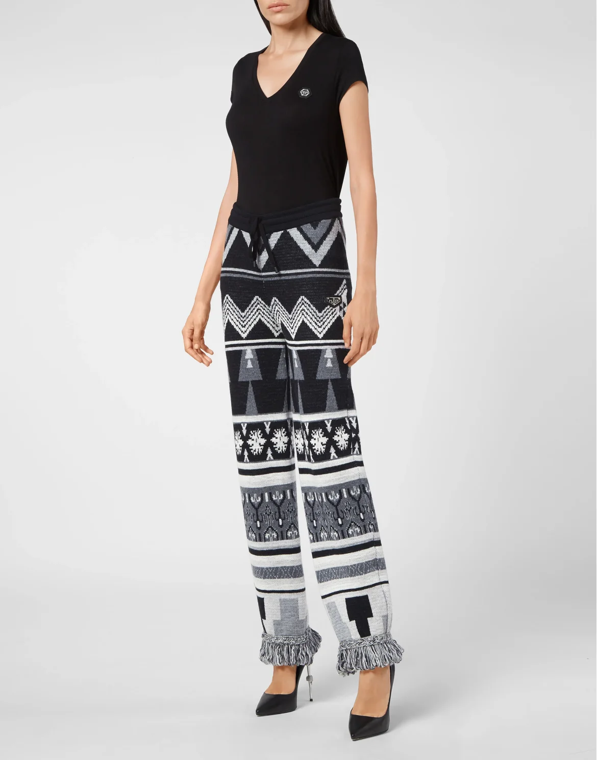 Wool Jogging Trousers Fringe Navajo, цвет: Черный