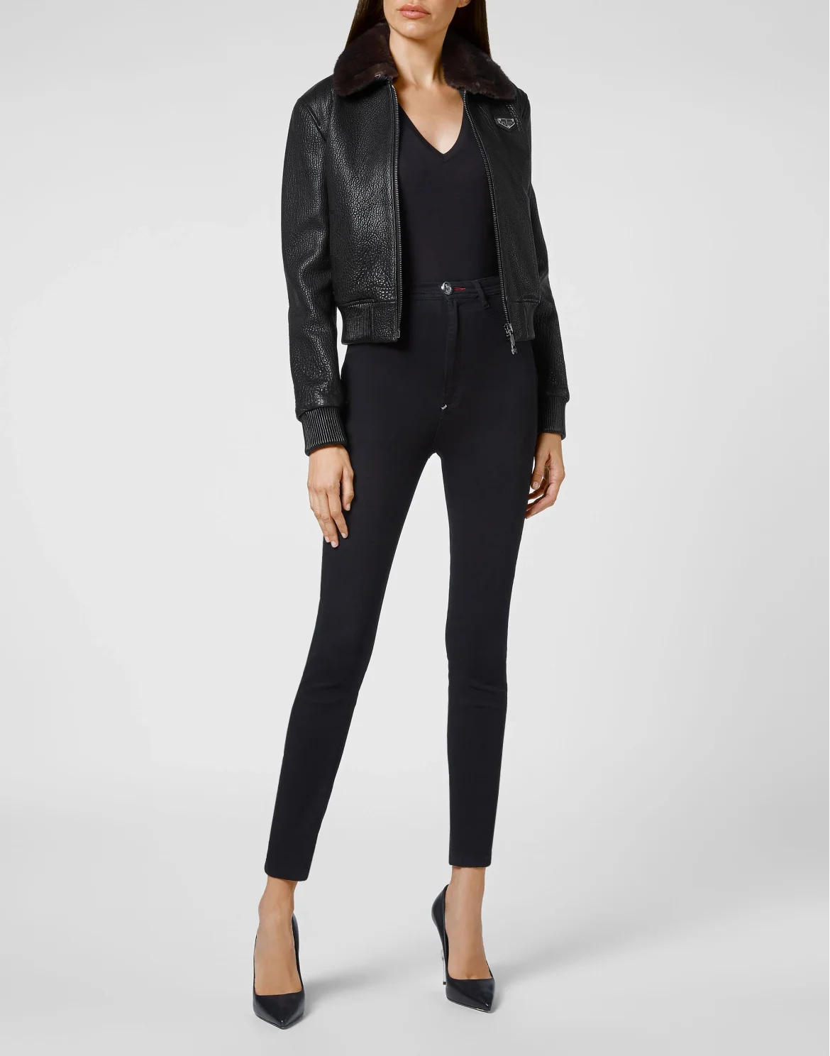 Leather Bomber with mink insert Luxury, цвет: Черный