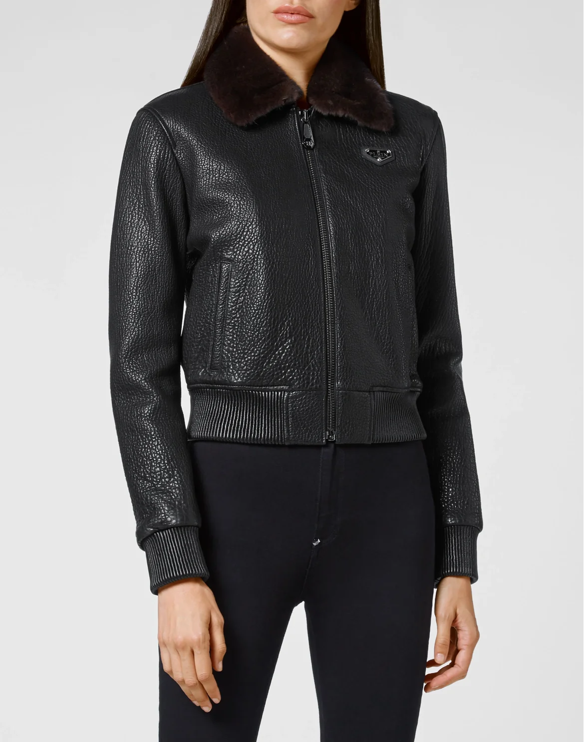 Leather Bomber with mink insert Luxury, цвет: Черный