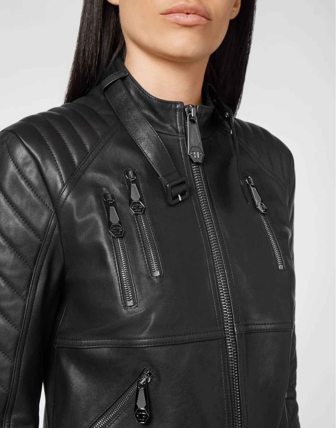 Lambskin Moto Jacket Iconic Plein, цвет: Черный