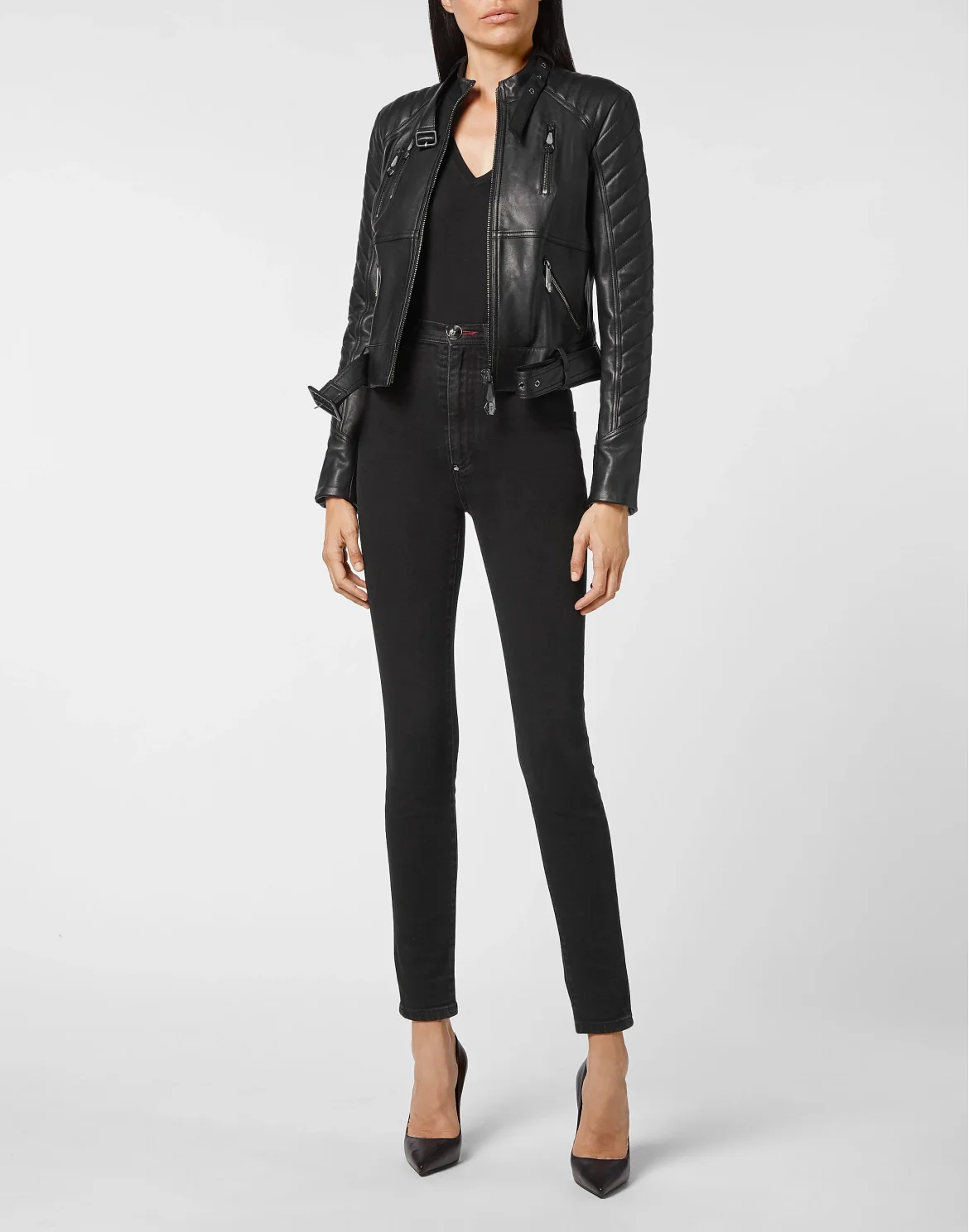 Lambskin Moto Jacket Iconic Plein, цвет: Черный