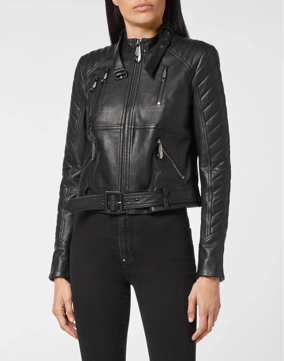Lambskin Moto Jacket Iconic Plein, цвет: Черный