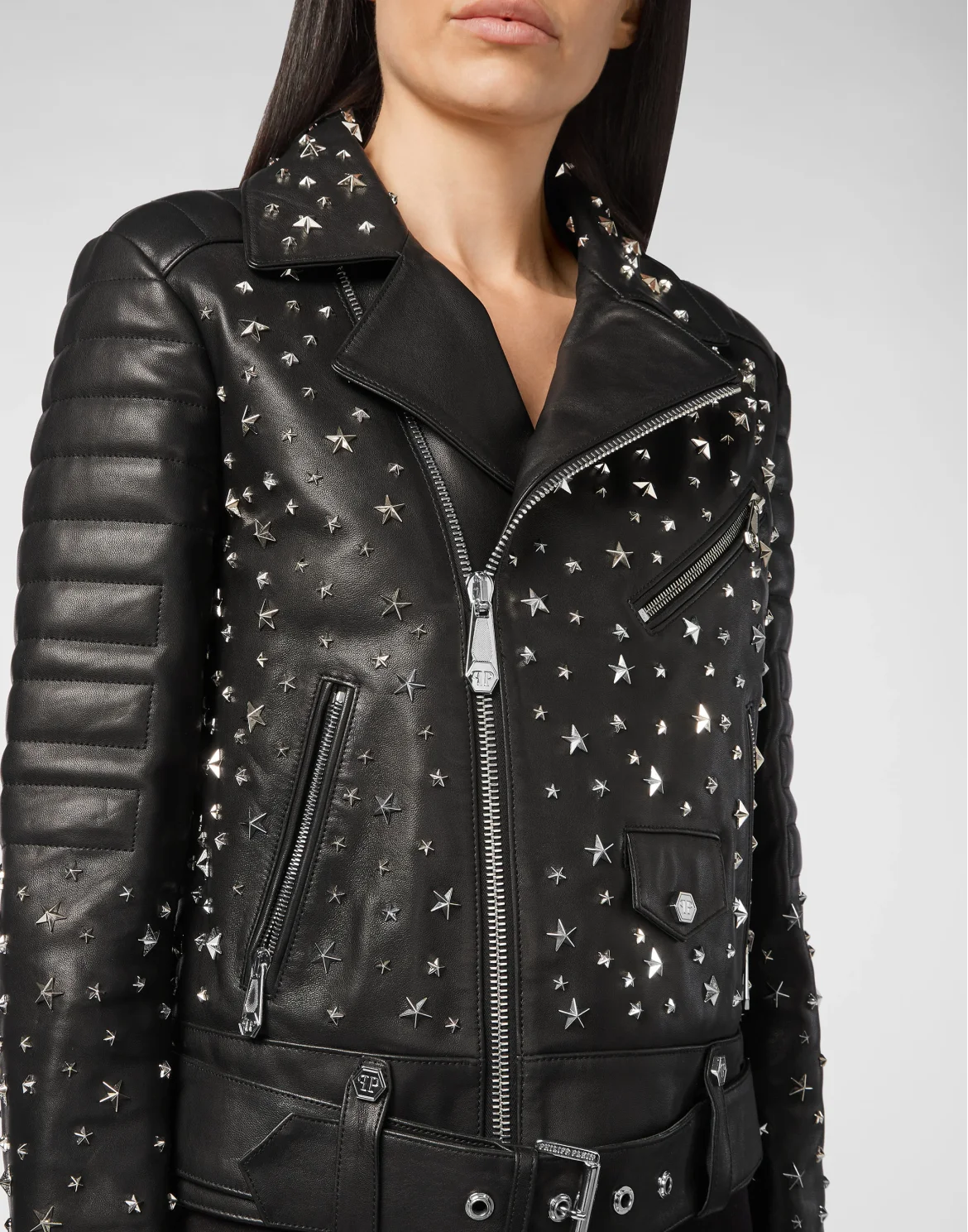 Leather Biker oversize stars Studs, цвет: Черный