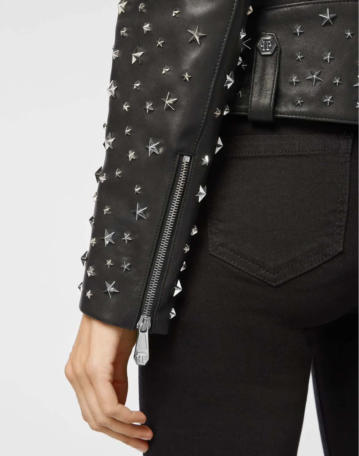 Leather Biker oversize stars Studs, цвет: Черный