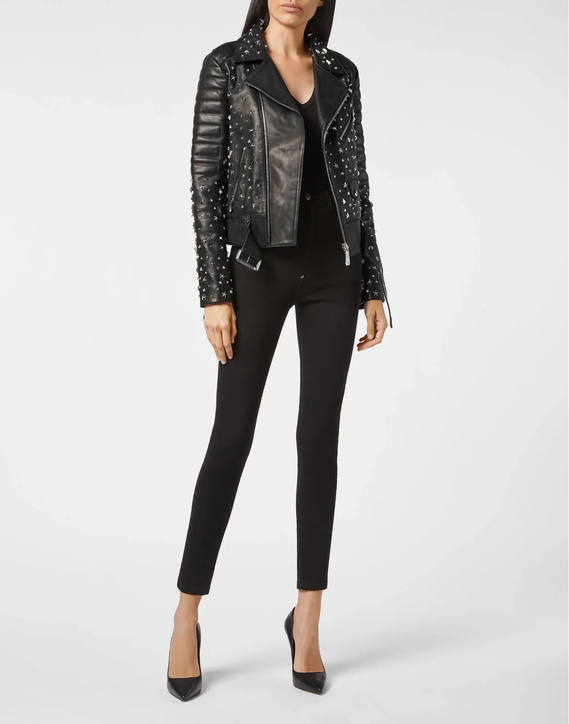 Leather Biker oversize stars Studs, цвет: Черный
