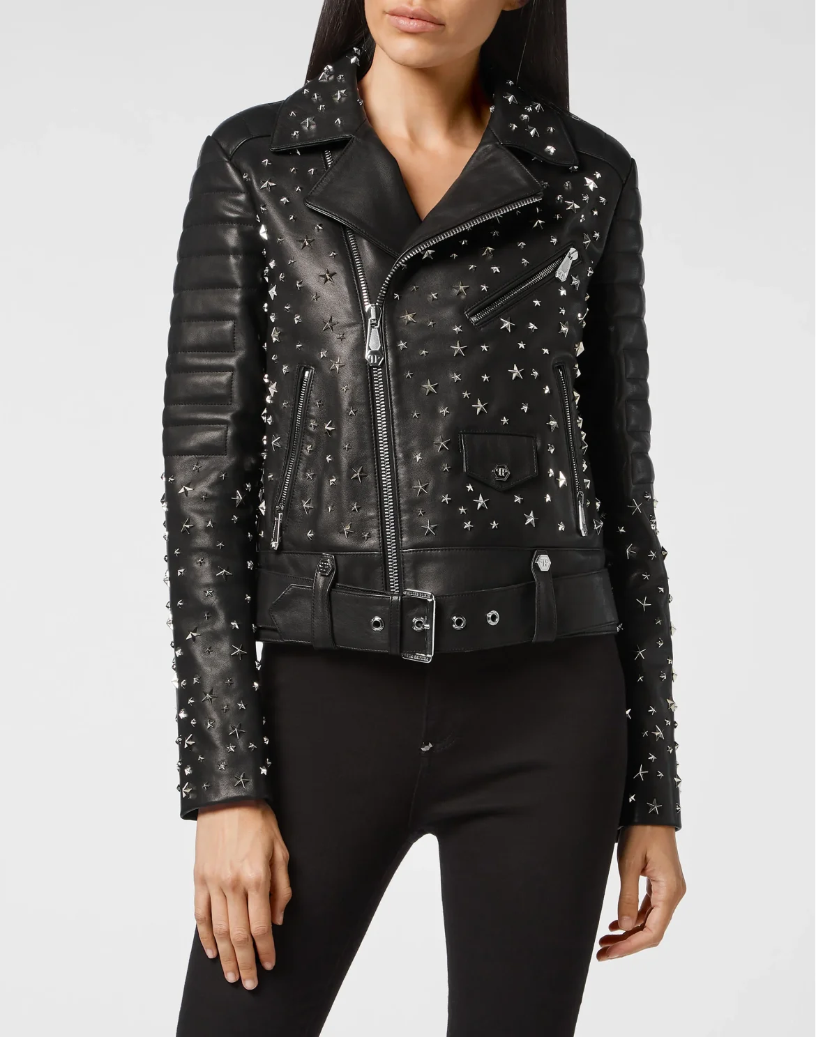 Leather Biker oversize stars Studs, цвет: Черный