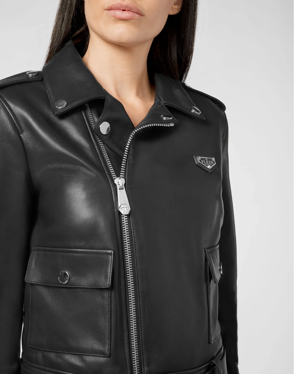 Leather Biker Iconic Plein, цвет: Черный