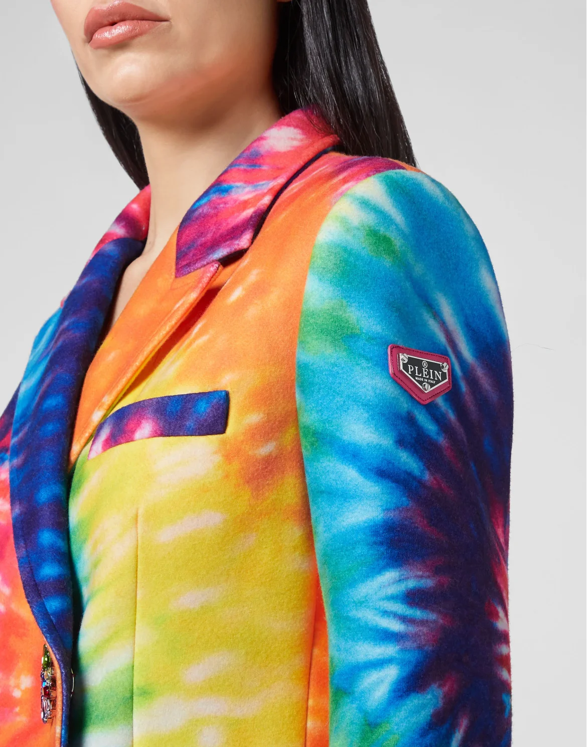 Coat Long Fur Insert Tie dye, цвет: Мультиколор