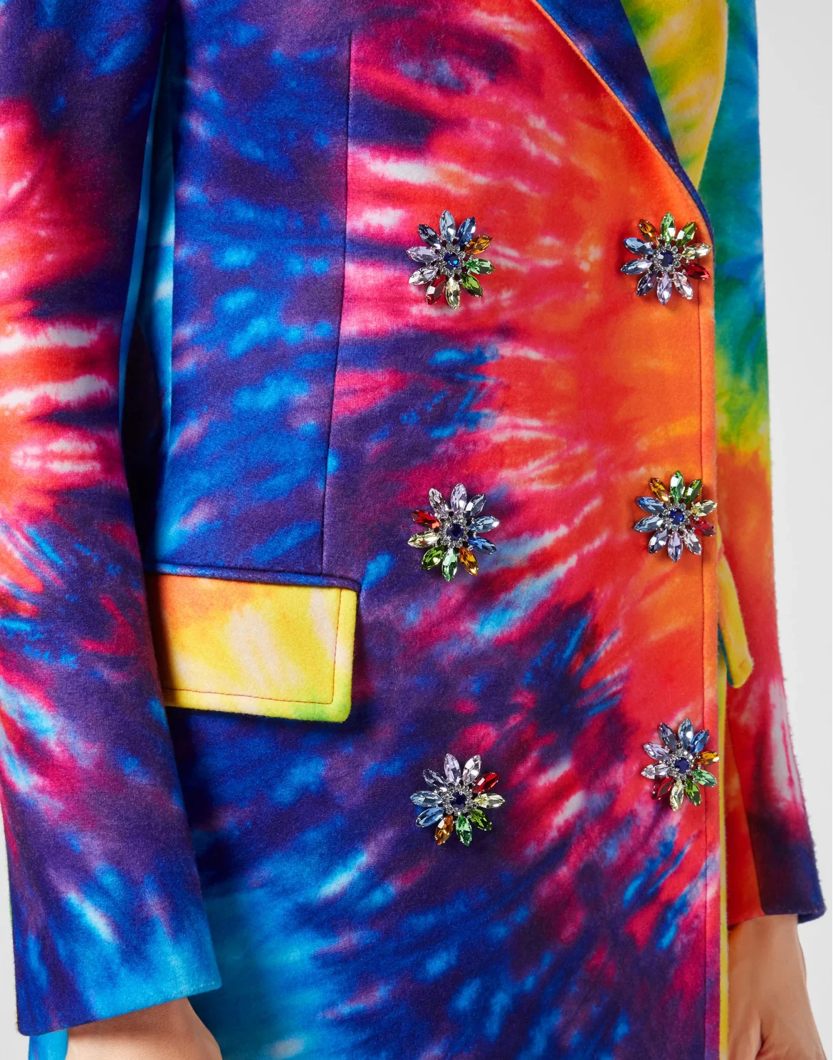 Coat Long Fur Insert Tie dye, цвет: Мультиколор