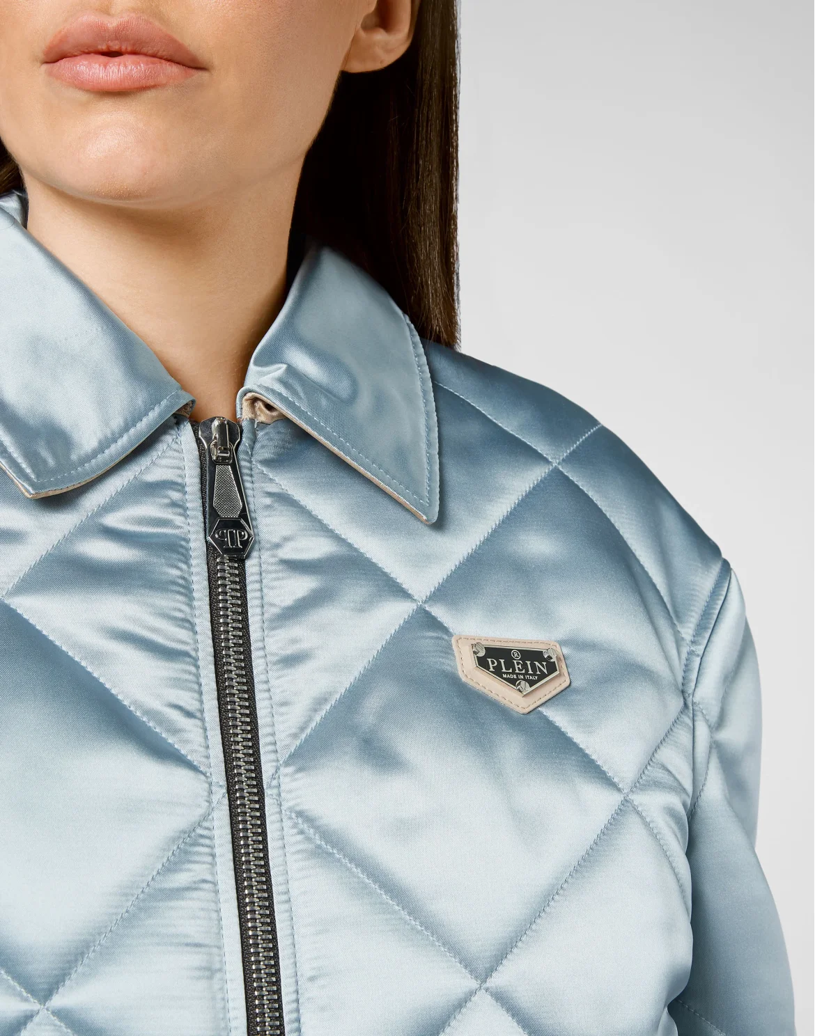 Nylon Quilted Bomber Iconic Plein, цвет: Голубой