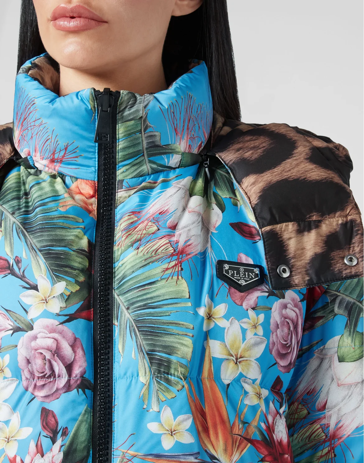 Reversible Nylon Long Jacket Iconic Plein, цвет: Леопард