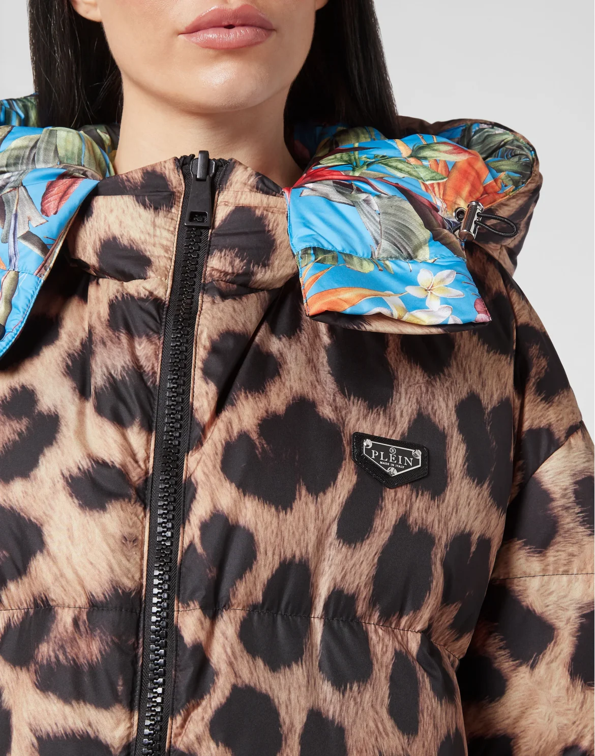 Reversible Nylon Long Jacket Iconic Plein, цвет: Леопард