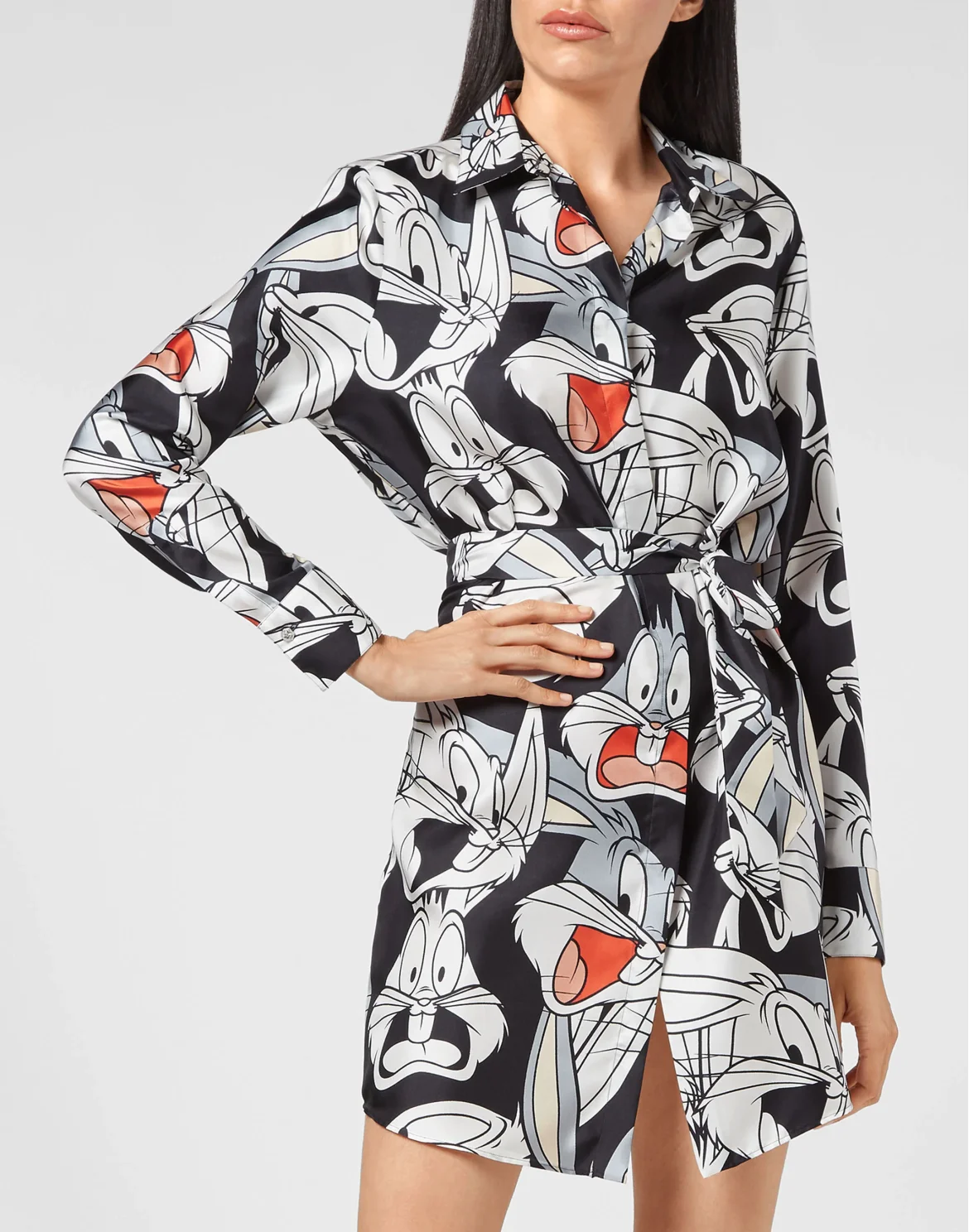 Silk Shirt Dress Printed Looney Tunes, цвет: Черный