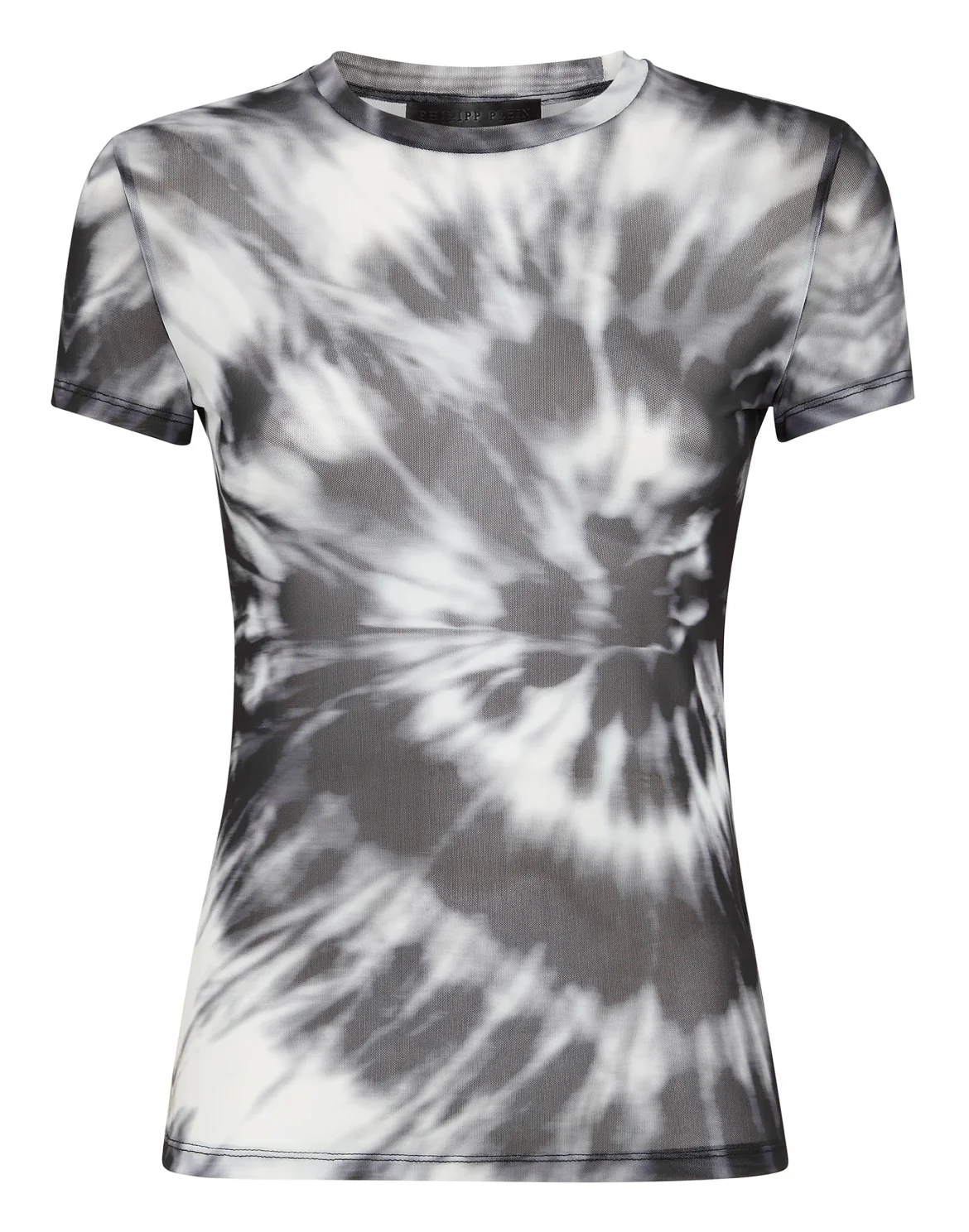T-Shirt Round Neck SS Stretch Tulle Tie dye, цвет: Черный
