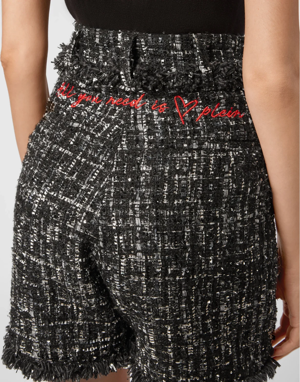 Bouclé Short Trousers Embroidery, цвет: Черный
