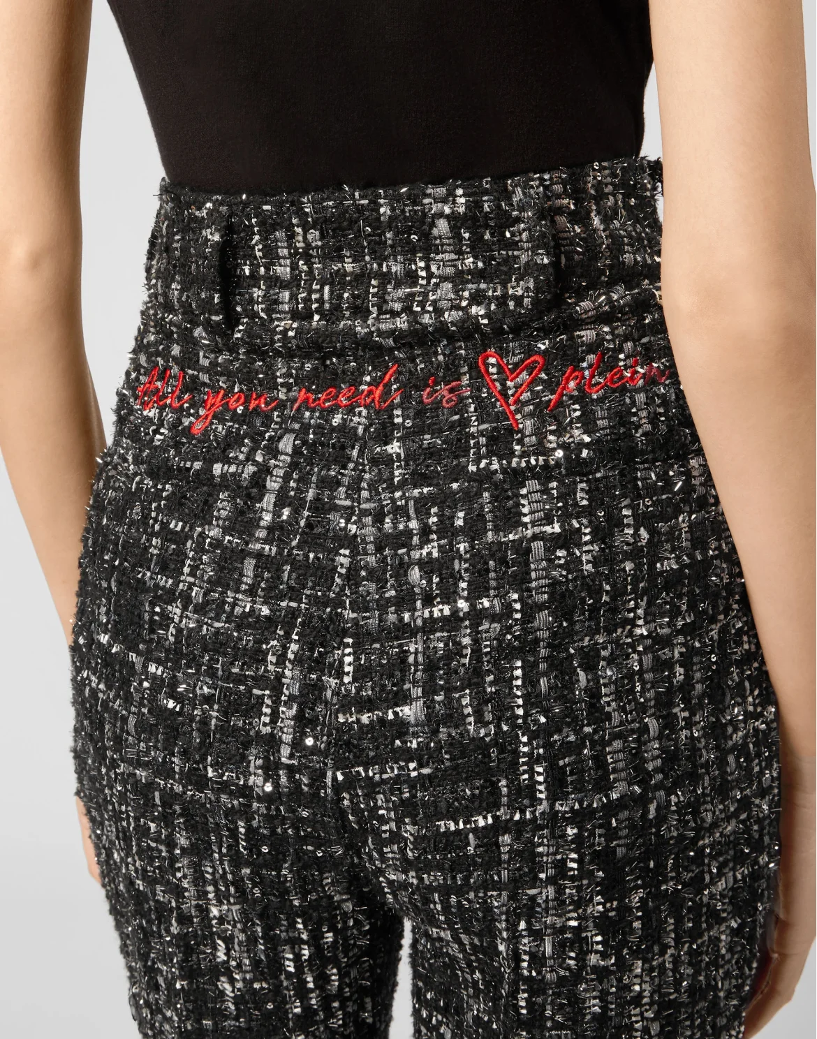 Bouclé Long Trousers Embroidery, цвет: Черный