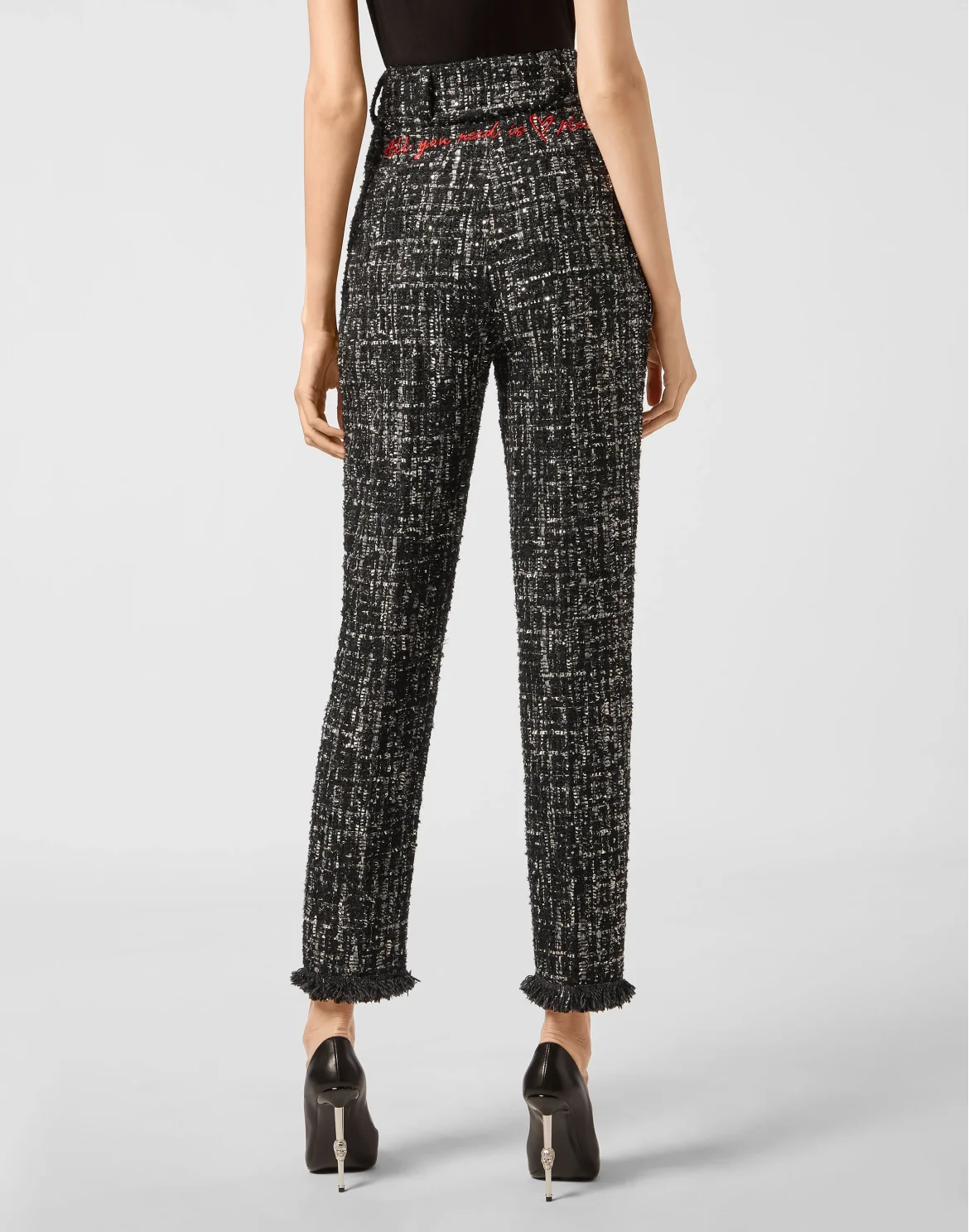 Bouclé Long Trousers Embroidery, цвет: Черный