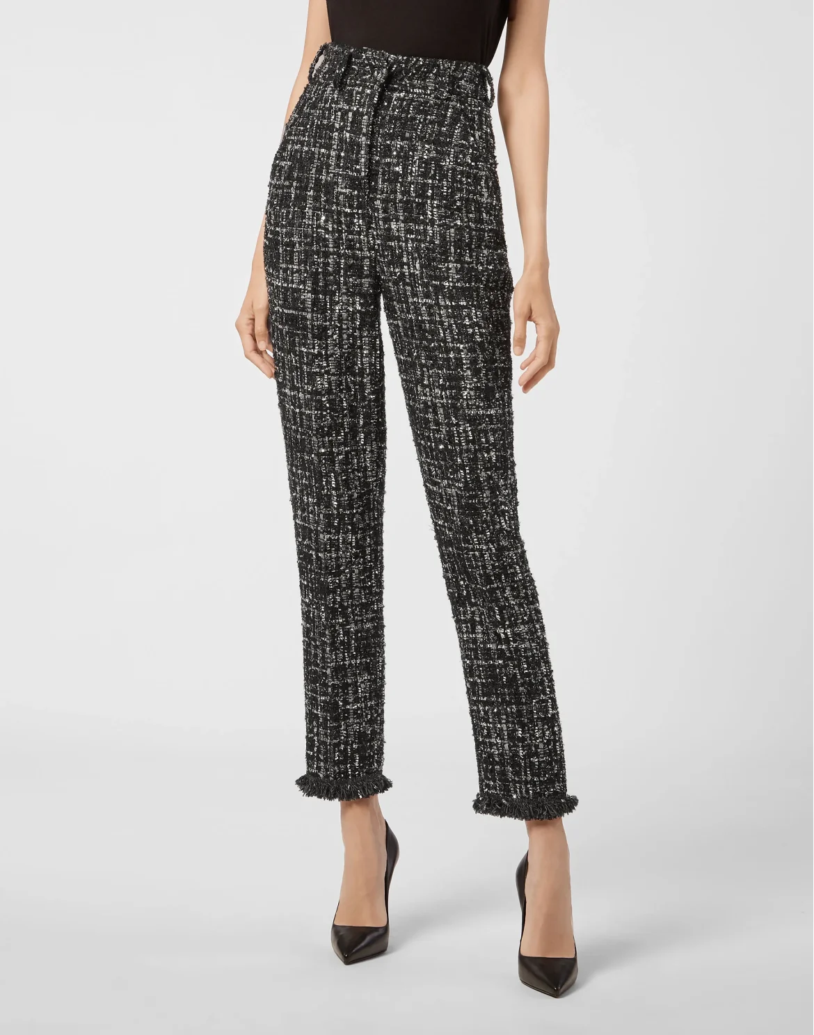 Bouclé Long Trousers Embroidery, цвет: Черный