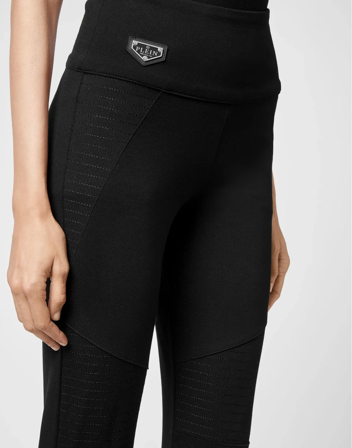 Super High Waist Biker Leggings Iconic Plein, цвет: Черный