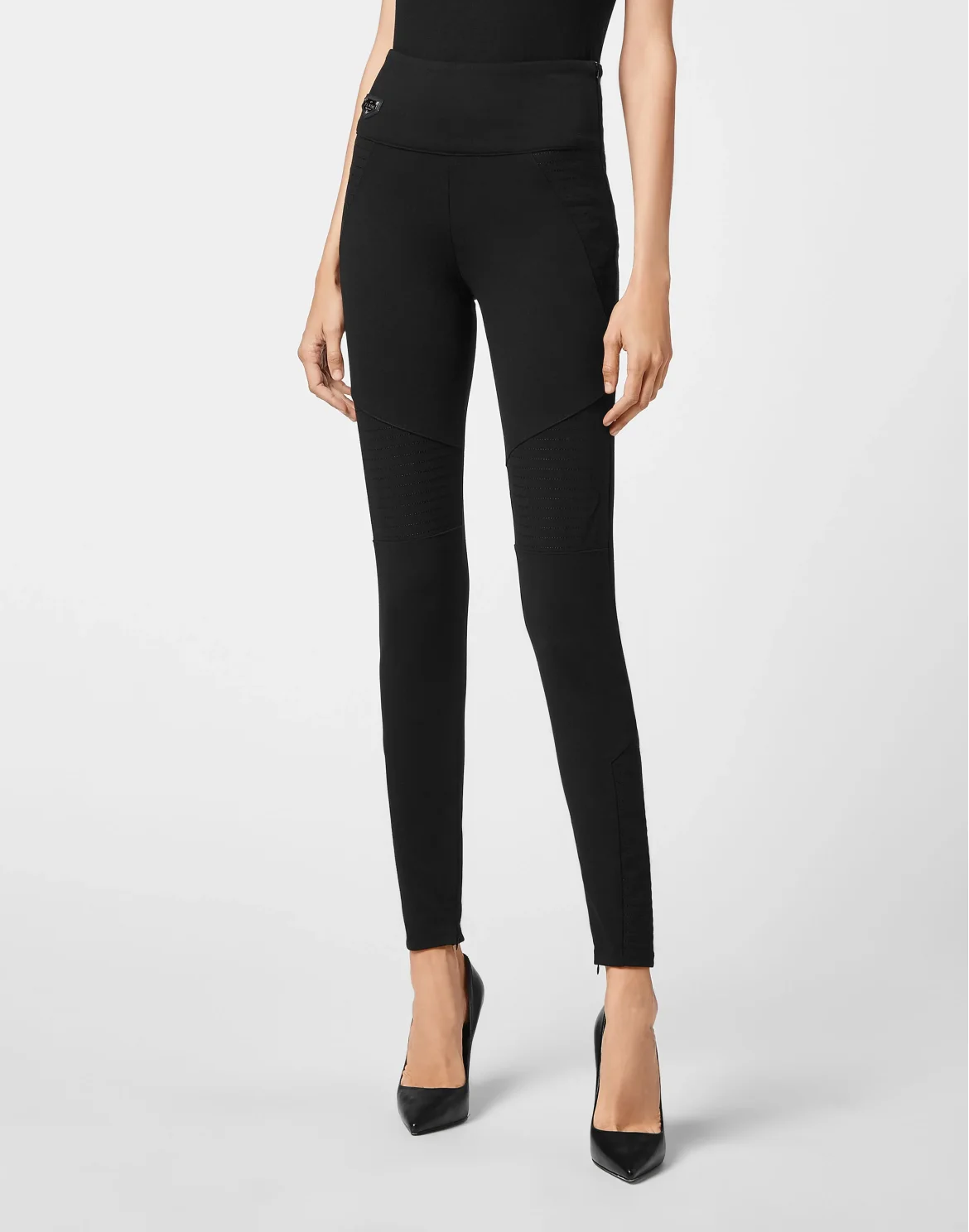 Super High Waist Biker Leggings Iconic Plein, цвет: Черный