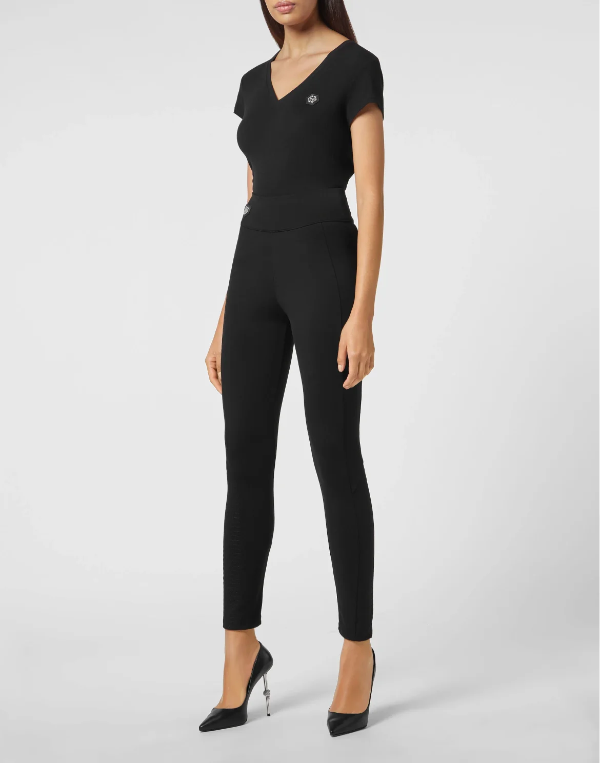Super High Waist Leggings Iconic Plein, цвет: Черный