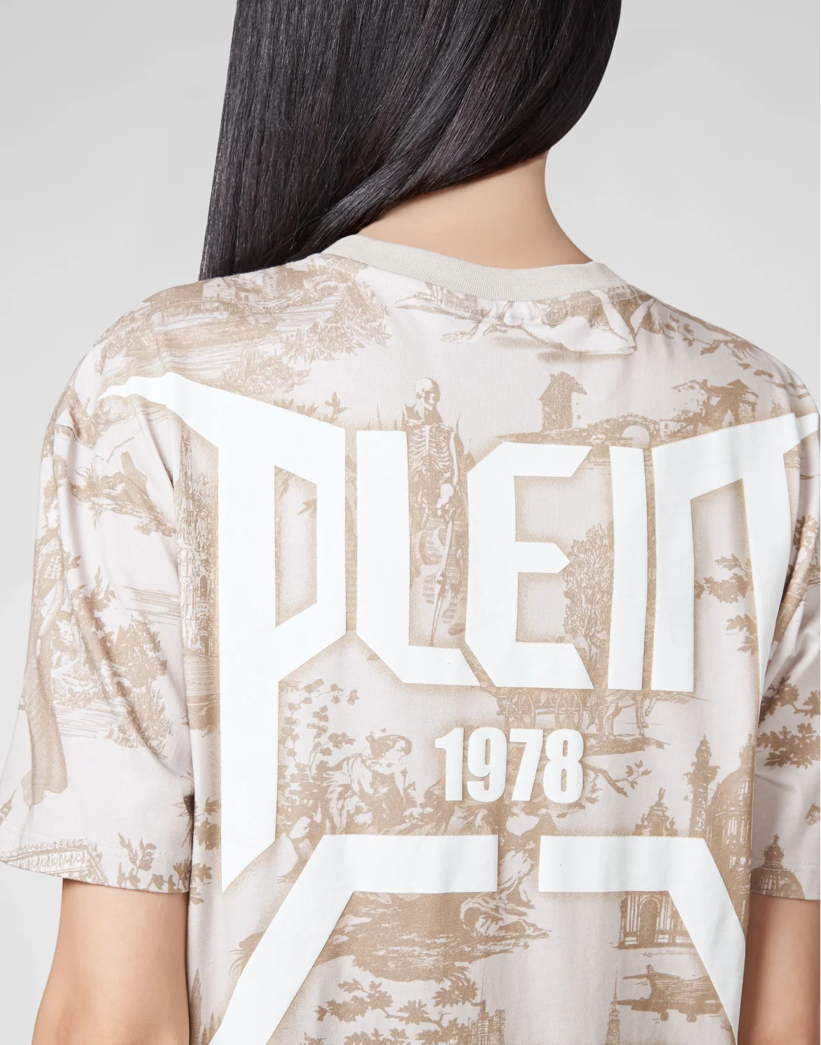 T-shirt Round Neck SS Crystal Chain En PLEIN air, цвет: Бежевый