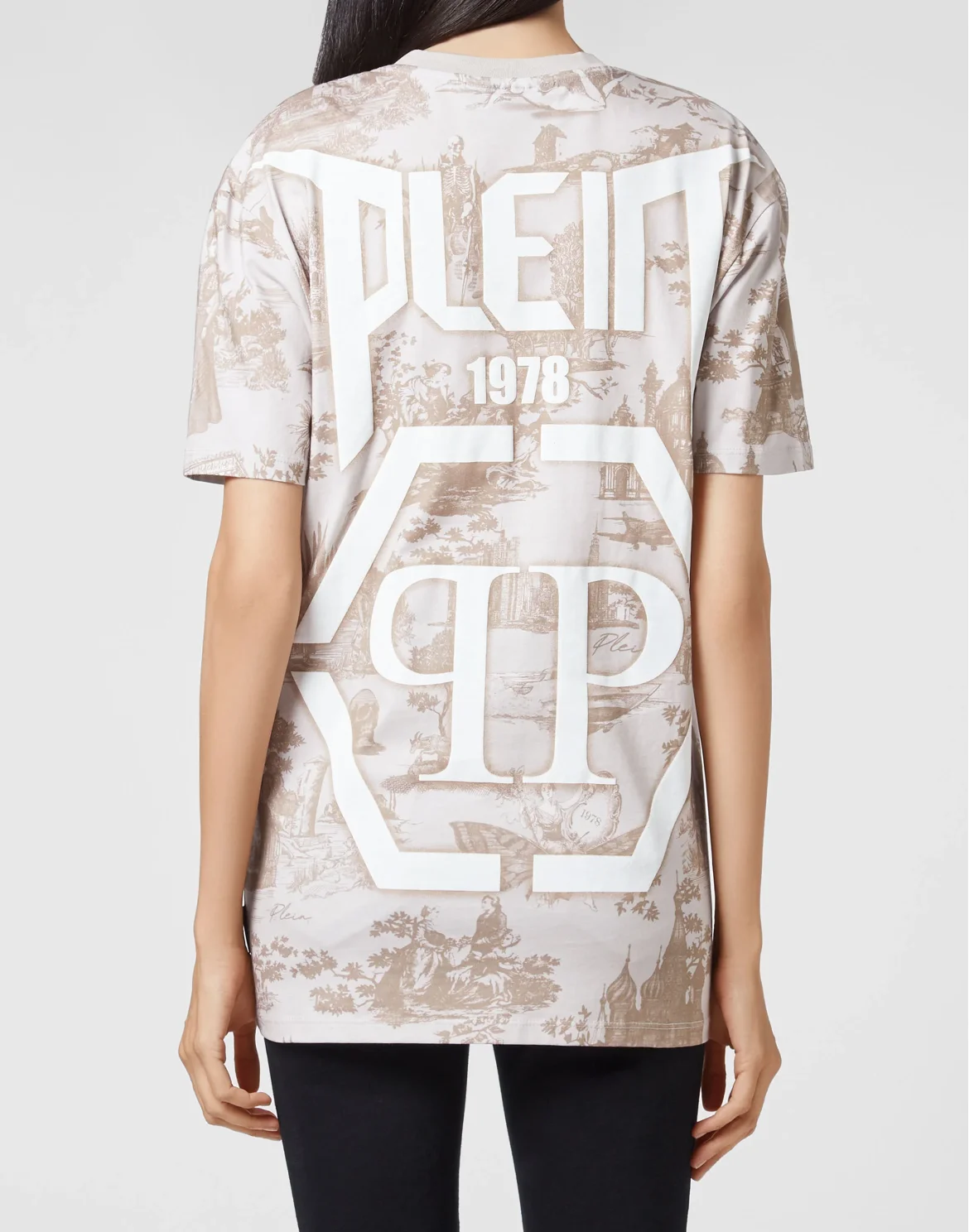 T-shirt Round Neck SS Crystal Chain En PLEIN air, цвет: Бежевый